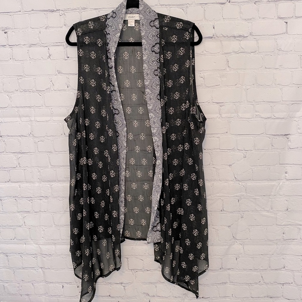 Sleeveless Cover Up Open Front Vest CJ BANKS Plus 1X Sheer Bohemian Shrug EUC